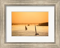 Pair of Falukas and Sightseers on Nile River, Luxor, Egypt Fine Art Print
