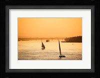Pair of Falukas and Sightseers on Nile River, Luxor, Egypt Fine Art Print