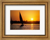 Silhouette of a traditional Egyptian Falucca, Nile River, Luxor, Egypt Fine Art Print