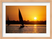 Silhouette of a traditional Egyptian Falucca, Nile River, Luxor, Egypt Fine Art Print