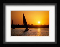 Silhouette of a traditional Egyptian Falucca, Nile River, Luxor, Egypt Fine Art Print
