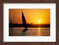 Silhouette of a traditional Egyptian Falucca, Nile River, Luxor, Egypt Fine Art Print