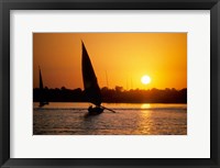 Silhouette of a traditional Egyptian Falucca, Nile River, Luxor, Egypt Fine Art Print