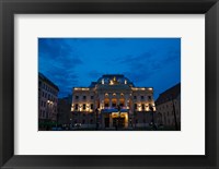 Night view of Bratislava Opera House, Slovakia Fine Art Print
