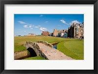 Golfing the Swilcan Bridge on the 18th Hole, St Andrews Golf Course, Scotland Framed Print
