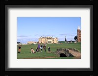 18th Hole and Fairway at Swilken Bridge Golf, St Andrews Golf Course, St Andrews, Scotland Framed Print