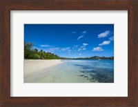 White sand beach and turquoise water, Nanuya Lailai Island, Blue Lagoon, Yasawa, Fiji Fine Art Print