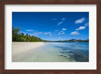 White sand beach and turquoise water, Nanuya Lailai Island, Blue Lagoon, Yasawa, Fiji Fine Art Print
