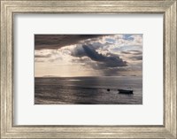 Dramatic light over a little boat, Mamanucas Islands, Fiji, South Pacific Fine Art Print