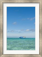 Fishing boat in the turquoise waters of the blue lagoon, Fiji Fine Art Print