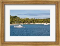 Little sailboat in the blue lagoon, Yasawa, Fiji, South Pacific Fine Art Print
