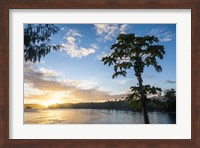 Sunset over the beach of resort, Nacula Island, Yasawa, Fiji, South Pacific Fine Art Print