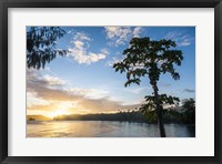 Sunset over the beach of resort, Nacula Island, Yasawa, Fiji, South Pacific Fine Art Print
