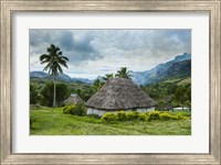 Traditional thatched roofed huts in Navala, Fiji, South Pacific Fine Art Print