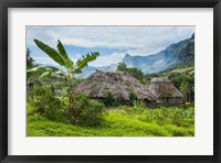 Traditional thatched roofed huts in Navala, Fiji Fine Art Print