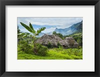 Traditional thatched roofed huts in Navala, Fiji Fine Art Print