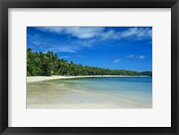 White sand beach and water at the Nanuya Lailai island, the blue lagoon, Yasawa, Fiji, South Pacific Fine Art Print