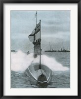 World War I (1914-1918). The British submarine E-8. Sank a German destroyer in the North Sea Fine Art Print