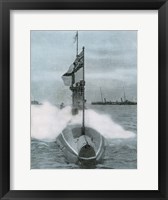 World War I (1914-1918). The British submarine E-8. Sank a German destroyer in the North Sea Framed Print