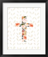 Orange Floral Cross Fine Art Print
