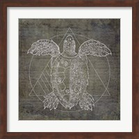 Turtle Geometric Silver Fine Art Print