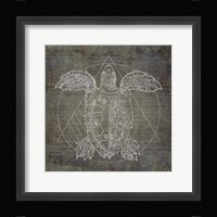 Turtle Geometric Silver Framed Print