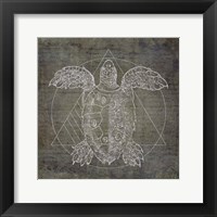 Turtle Geometric Silver Framed Print
