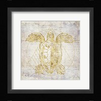 Turtle Geometric Gold Framed Print