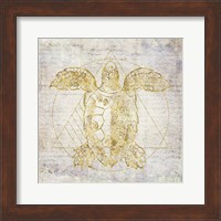 Turtle Geometric Gold Fine Art Print