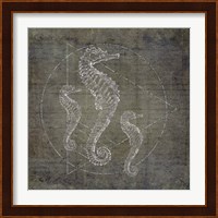 Seahorse Geometric Silver Fine Art Print