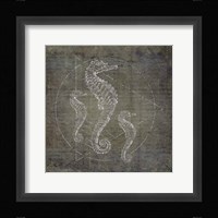 Seahorse Geometric Silver Framed Print