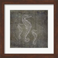 Seahorse Geometric Silver Fine Art Print