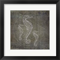 Seahorse Geometric Silver Framed Print