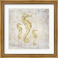 Seahorse Geometric Gold Fine Art Print