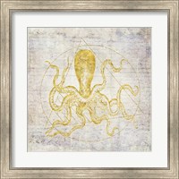 Octopus Geometric Gold Fine Art Print