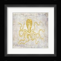 Octopus Geometric Gold Framed Print