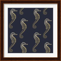Gold Seahorse Pattern Fine Art Print