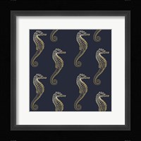 Gold Seahorse Pattern Framed Print