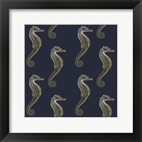 Gold Seahorse Pattern Framed Print