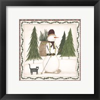 Cross Country Snowman Framed Print