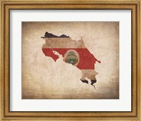 Map with Flag Overlay Costa Rica Fine Art Print