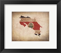 Map with Flag Overlay Costa Rica Framed Print
