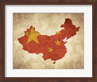 Map with Flag Overlay China Fine Art Print