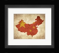 Map with Flag Overlay China Fine Art Print