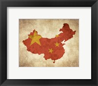 Map with Flag Overlay China Framed Print