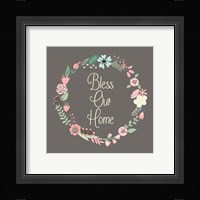 Bless Our Home Floral Brown Fine Art Print
