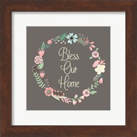 Bless Our Home Floral Brown Fine Art Print