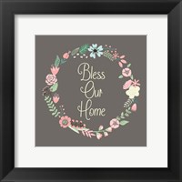 Bless Our Home Floral Brown Fine Art Print