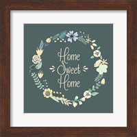 Home Sweet Home Floral Teal Fine Art Print