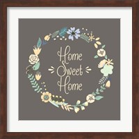 Home Sweet Home Floral Brown Fine Art Print